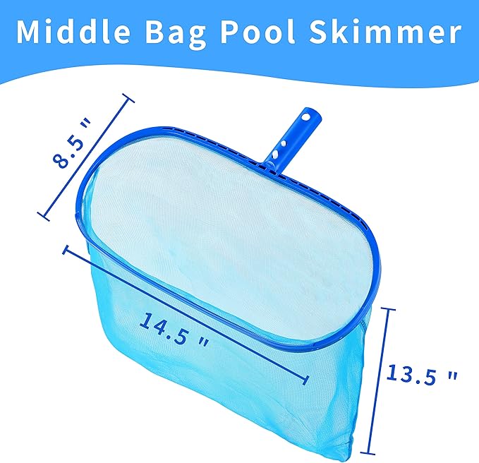 Pool Skimmer - Pool Net, Pool Skimmer Net with Solid Plastic Frame, Skimmer Net with Fine Mesh Net, Pool Nets for Cleaning Leaf of Swimming Pools, Spas, Hot Tubs and Fountains