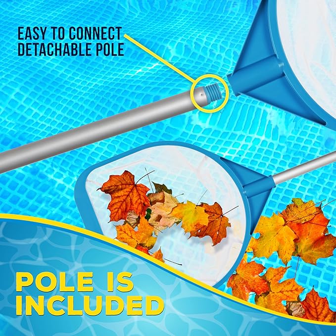 U.S. Pool Supply Pool and Spa Skimmer Net with Pole, Handheld Ultra-Fine Mesh Pool Leaf Skimmer Net - Hand Held Spa, Hot Tub, Pond Cleaning - Step-Up 32" to 5 Feet Long, 5" Deep Netting, Scoop Skim