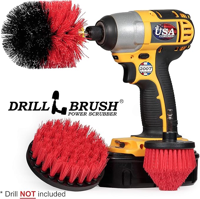 Outdoors Cleaning and Scrubbing Brush - Wood Cleaning Brush - Concrete Cleaner Tool - Deck Brush - Rust Stain Remover - Brick Cleaner Brush Set - Stiff Bristle Outdoor Cleaning Brush - Patio Cleaner