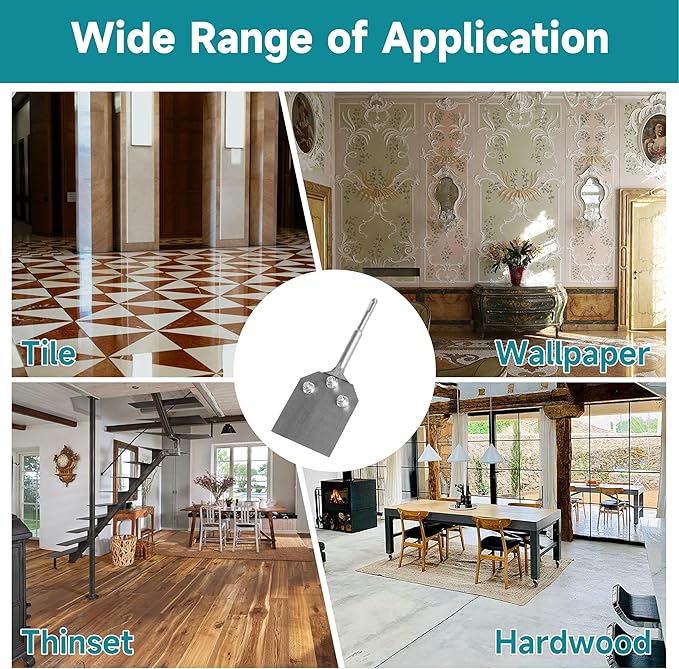 4 Inch Wide SDS-Plus Shank Floor Scraper Chisel, Tile & Thin-set Scaling - 4 In. x 10 In. Alloy Steel Bit Chisel for Cleaning Thin-set Mortar Tile Adhesive