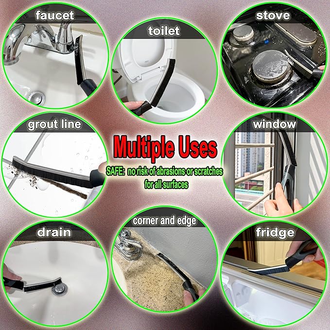 Crevice Cleaning Brush for Deep Cleaning Bathroom Tile, Kitchen Sink and Window Tracks, Multi-Purpose Hard Bristle Cleaning Brush for Household Use, Cleaning Brushes Small Spaces, Gap Cleaning Tool