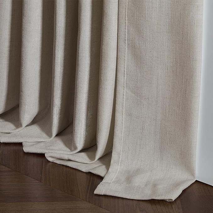 Burlywood Birch Pinch Pleated Linen Curtains 72 Inch Length 2 Panels for Living Room Bedroom Memory Trained Semi Sheer Short Pleat Drapes with Hooks Rings Back Tab Window Curtain Cabin Closet 40x72