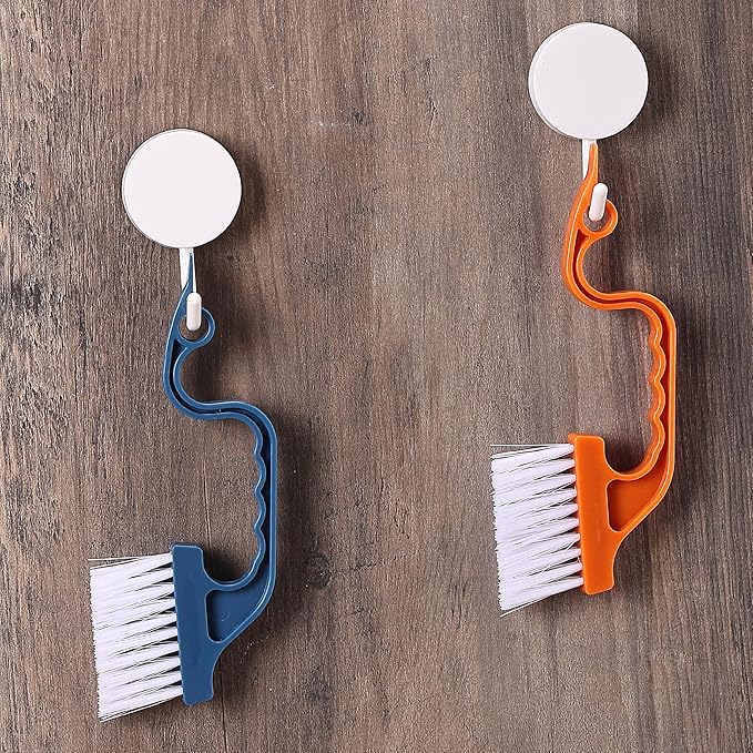 Slick- Window Track Cleaning Brush, 3 Pack, Colorful, Ergonomic Handle, Built-in Scraper, Multipurpose Window Track Cleaning Tools for Faucets, Shower Heads and Drains